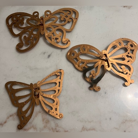 VTG MCM HOMCO 1970s Butterflies Set of 3 Faux Wood Wall Decor Kitchen Porch - Picture 2 of 8